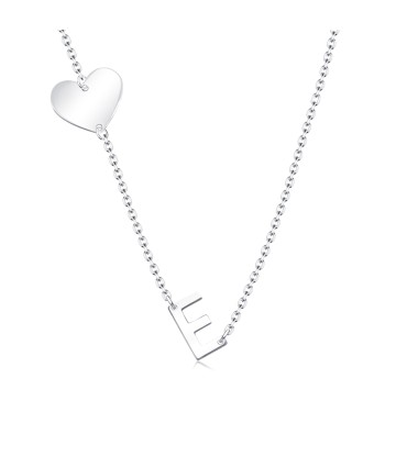 Heart with E Silver Necklace SPE-5745